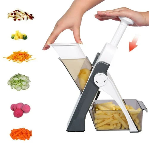 5 in 1 Vegetable Cutter with spring slicer Pump Multifunctional Vegetable Chopper